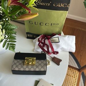 Gucci logo black/brown leather mini purse